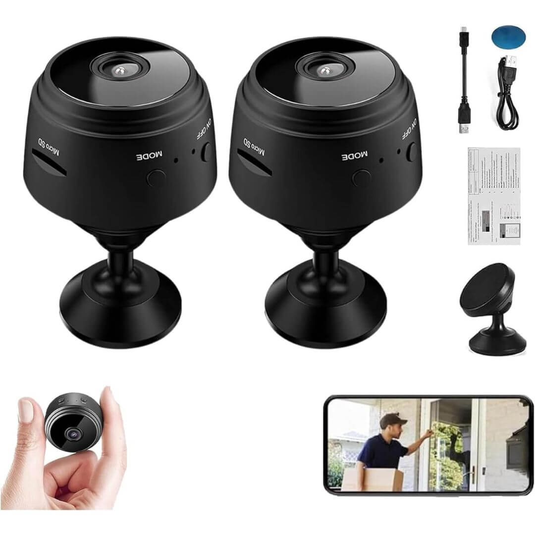 كاميرا مراقبة ذكية صغيرة – واي فاي، تصوير HD، رؤية ليلية